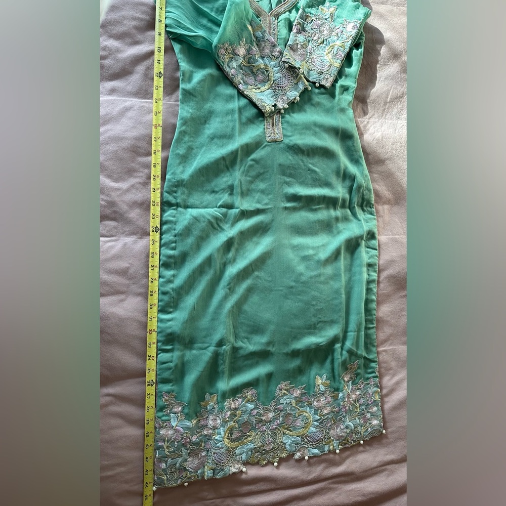 Elegant Sage Green Embroidered Women’s Dress - Picture 6 of 8